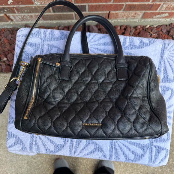 Vera Bradley Leather Marlo Satchel in Black - Picture 2 of 11